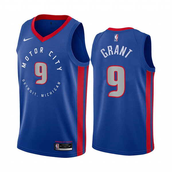 Men's Detroit Pistons #9 Jerami Grant 2020-21 Blue City Edition Stitched NBA Jersey